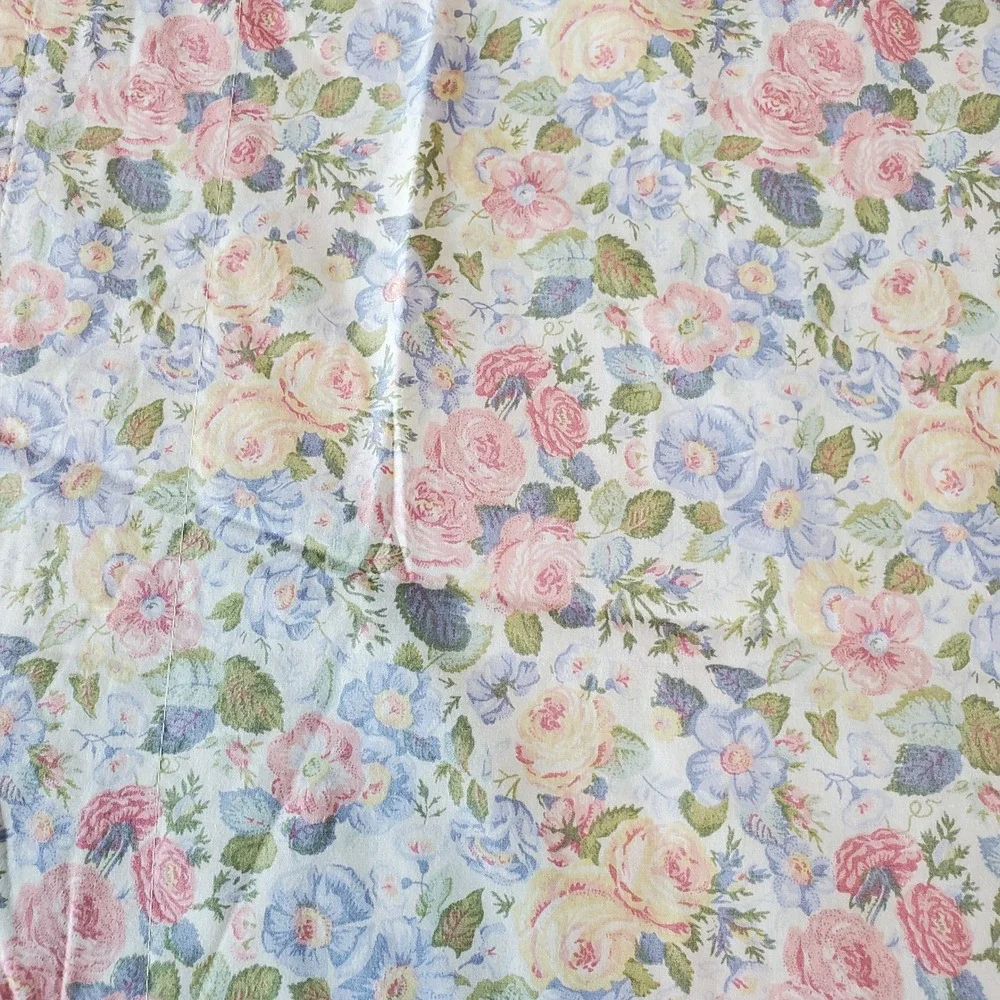 Vintage Laura Ashley Valance Sycamore Quartet Floral Pink Blue 84x18 Made in USA